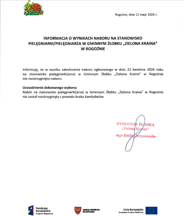 tekst na&nbsp;białym tle, na&nbsp;g&oacute;rze logo żłobka, na&nbsp;dole loga instytucji
