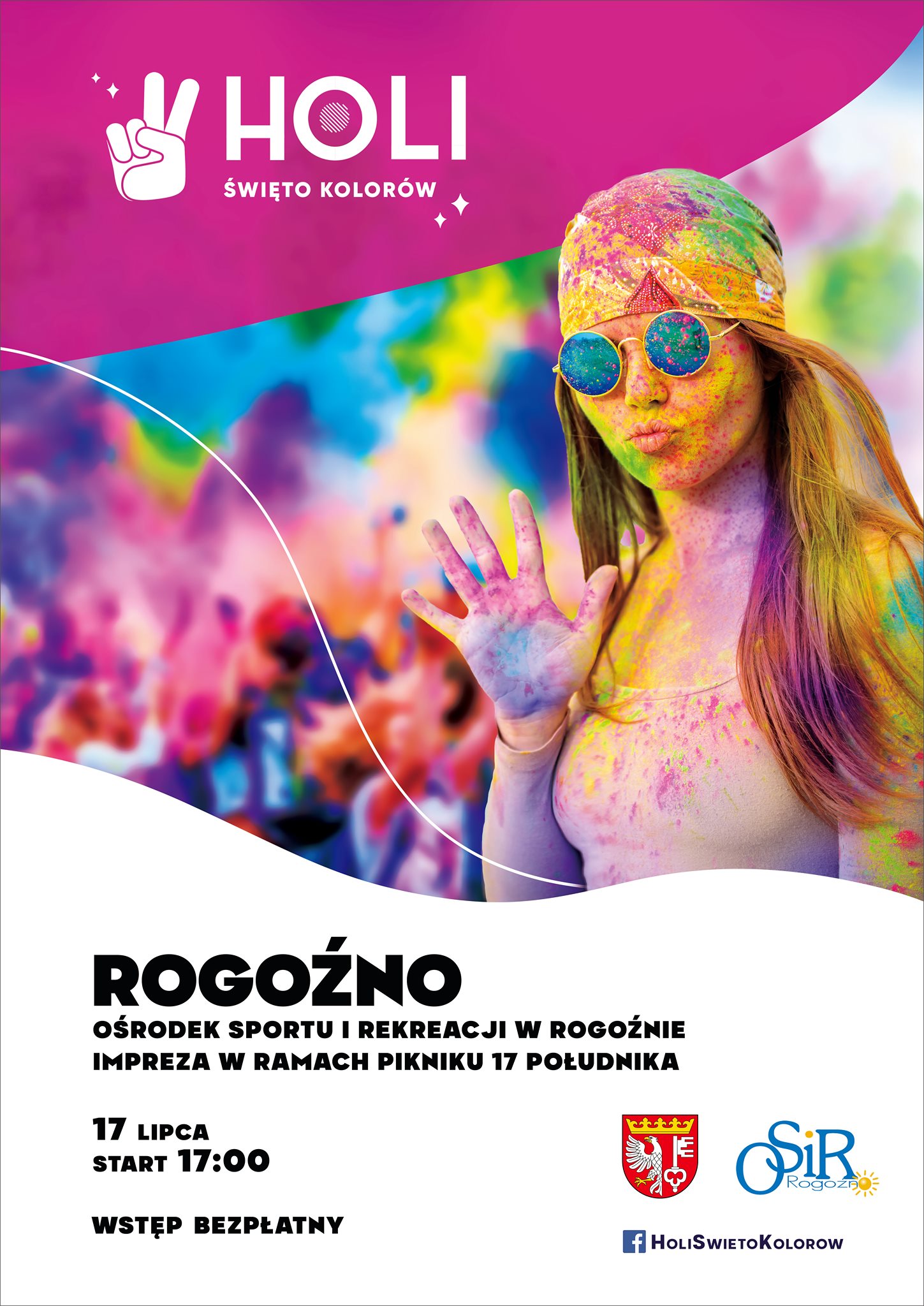 Dziewczyna obsypana kolorowa farbą w proszku