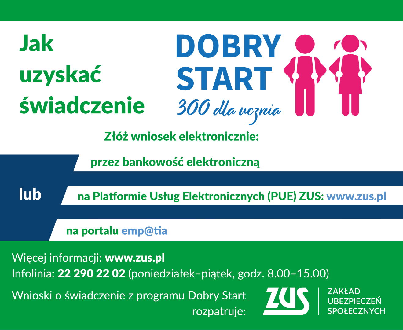 infografika Dobry Start 300 kolorowy tekst na białym tle