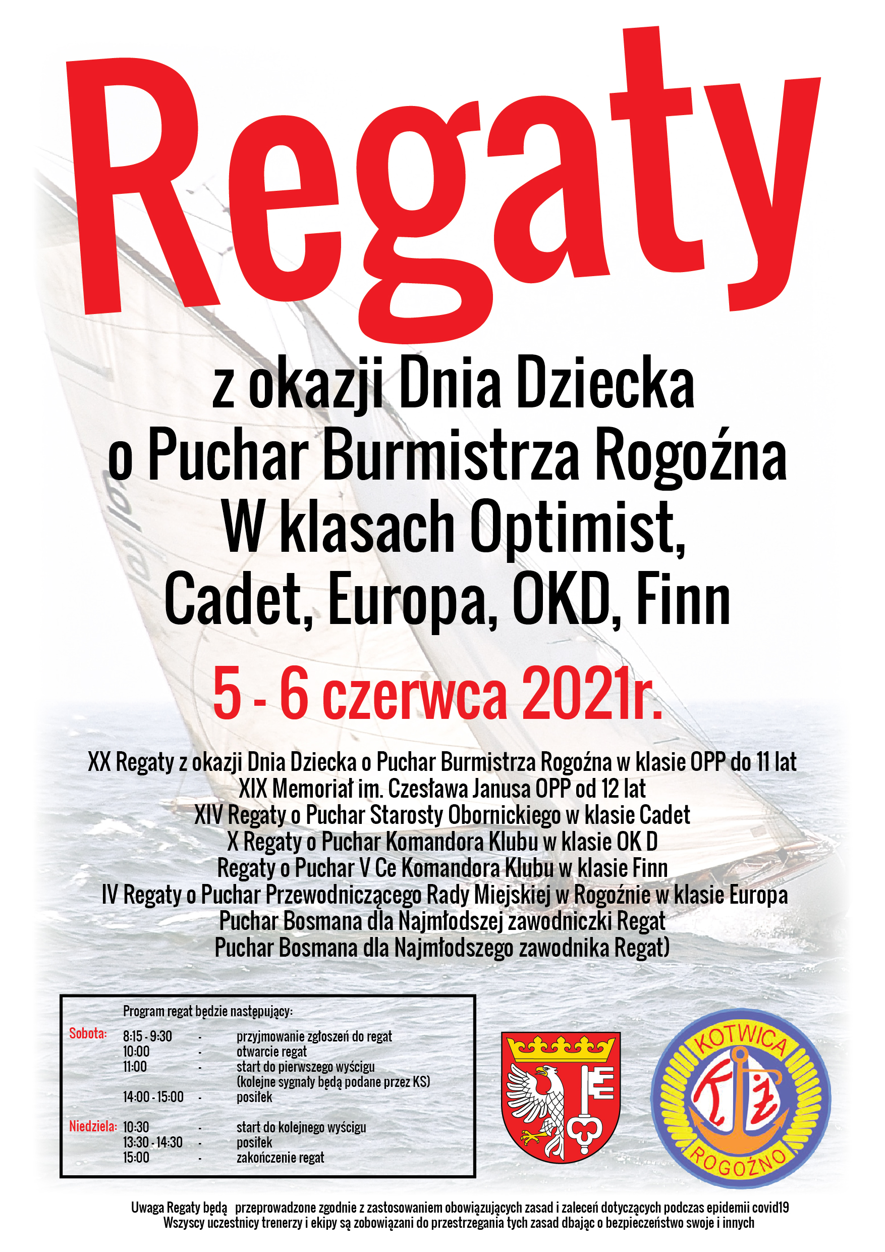 harmonogram regat na tle łodzi