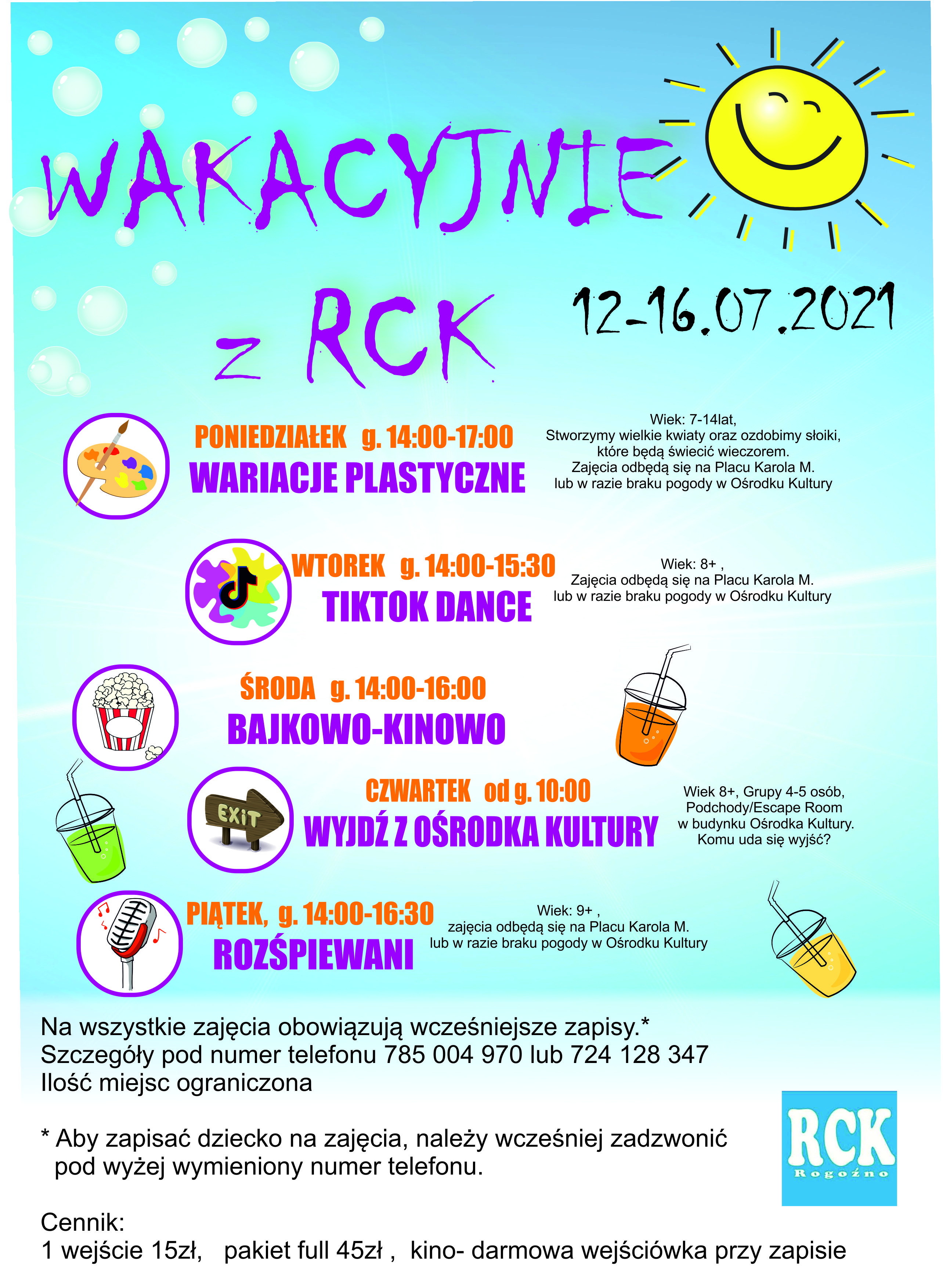 kolorowe informacje na temat wakacji z RCK