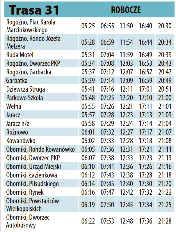 Rozkład Jazdy Autobusów W Gdańsku Rozkład jazdy autobusów - Urząd Miejski Rogoźno