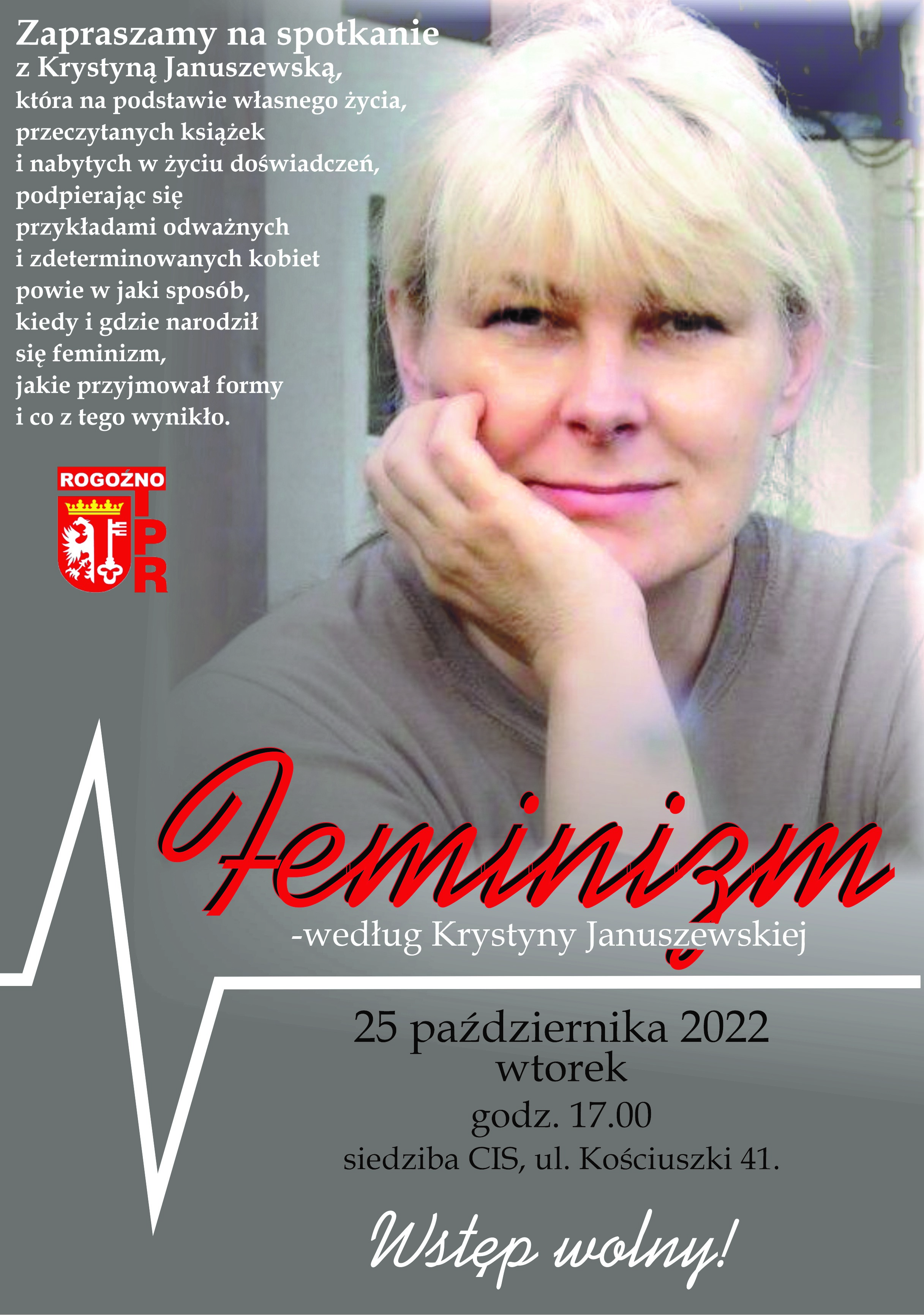 plakat dotyczy spotkania z krystyną januszewską