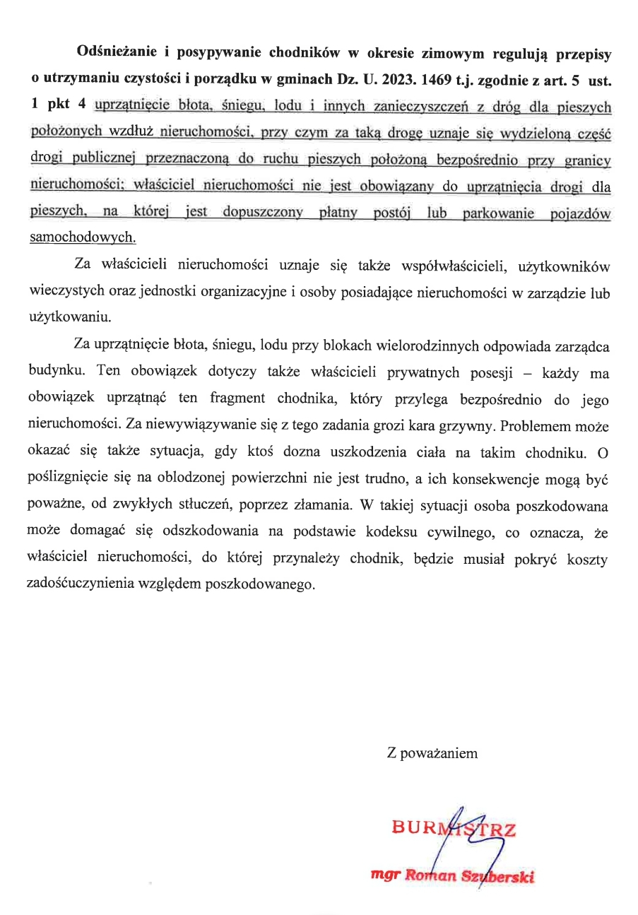Informacja o&nbsp;zimowym  utrzymaniu dr&oacute;g 