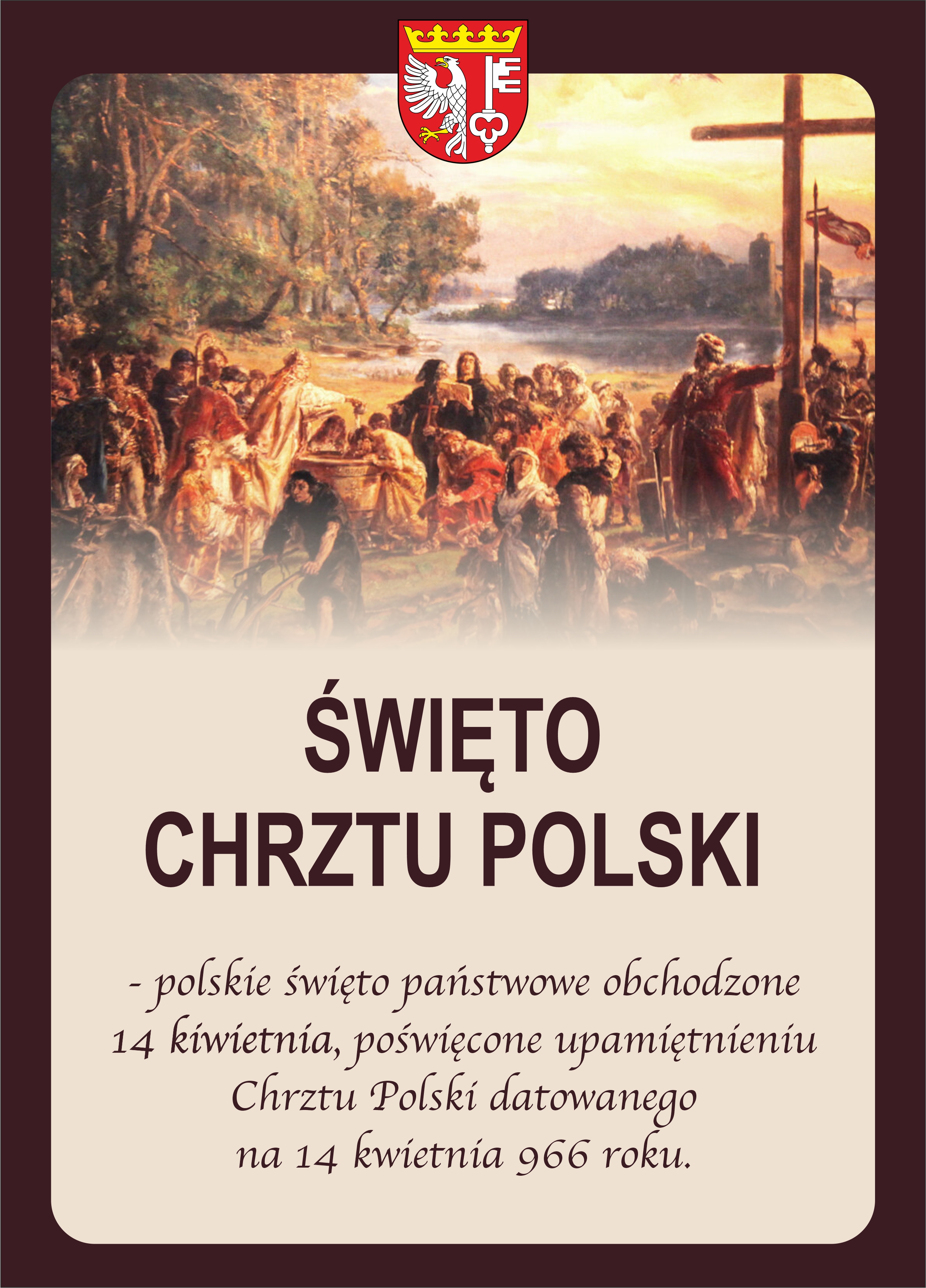 grafika dotyczy obchod&oacute;w państwowego Święta Chrztu Polski obchodzonego 14 kwietnia