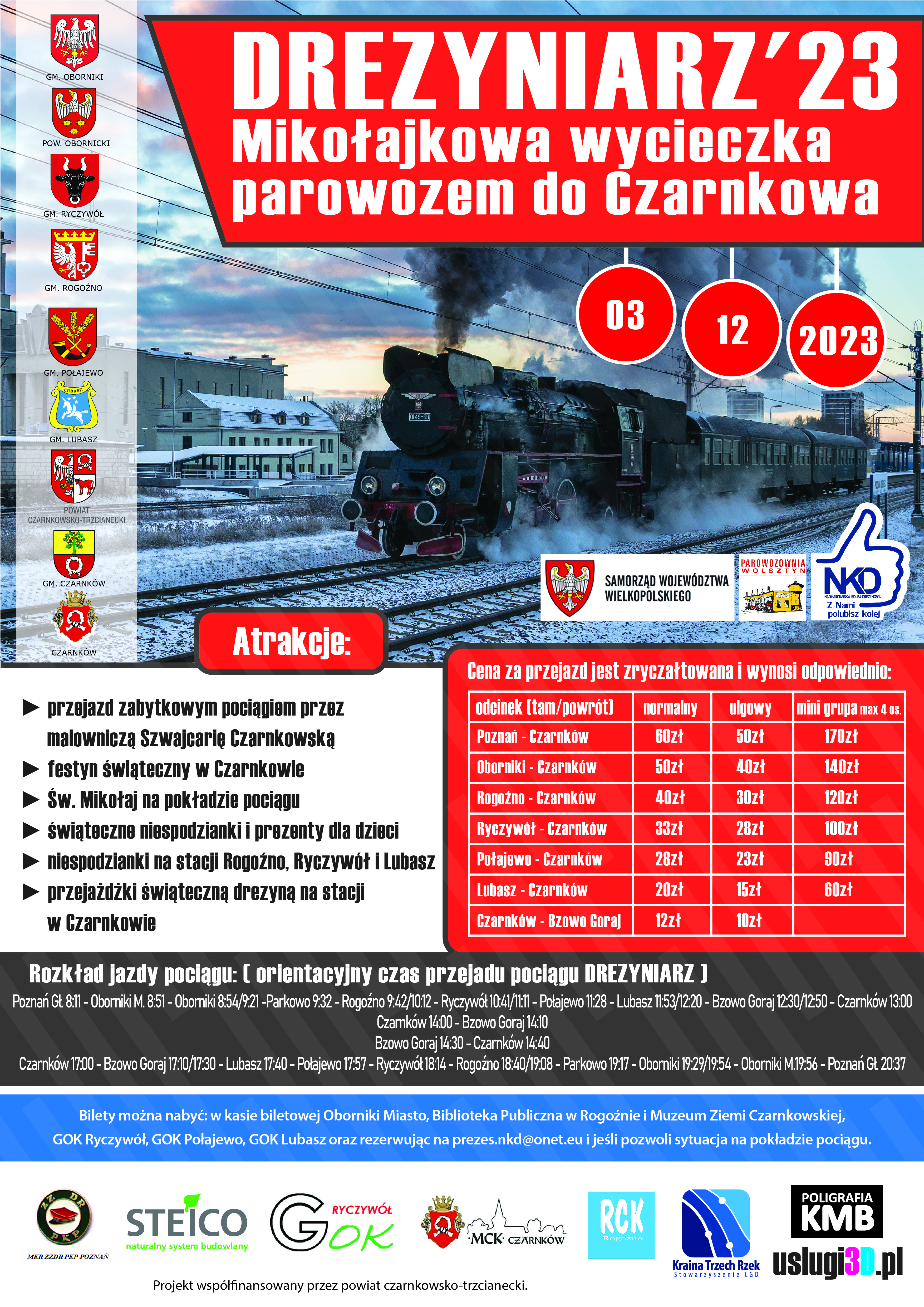 mikołajkowy przejazd pociągiem na&nbsp;trasie poznań czarnk&oacute;w
