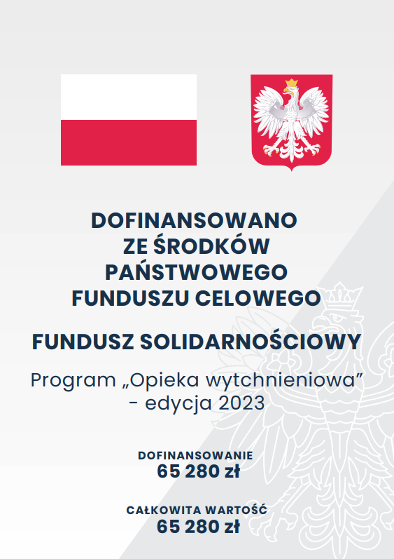 grafika przedstawia wysokość dofinansowania w&nbsp;ramach programu Opieka wytchnieniowa edycja 2023 - wartość dofinansowania 65280zł