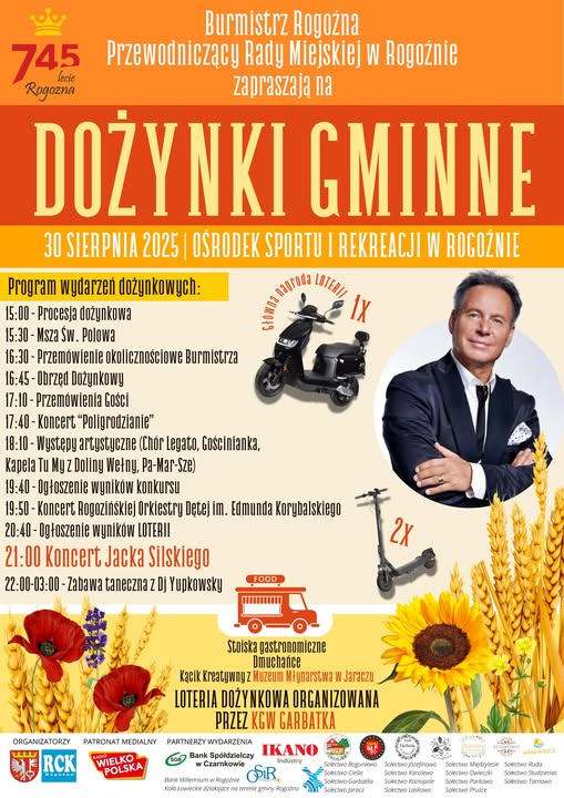 Plakat dotyczący dożynek gminnych 2025 w&nbsp;Rogoźnie