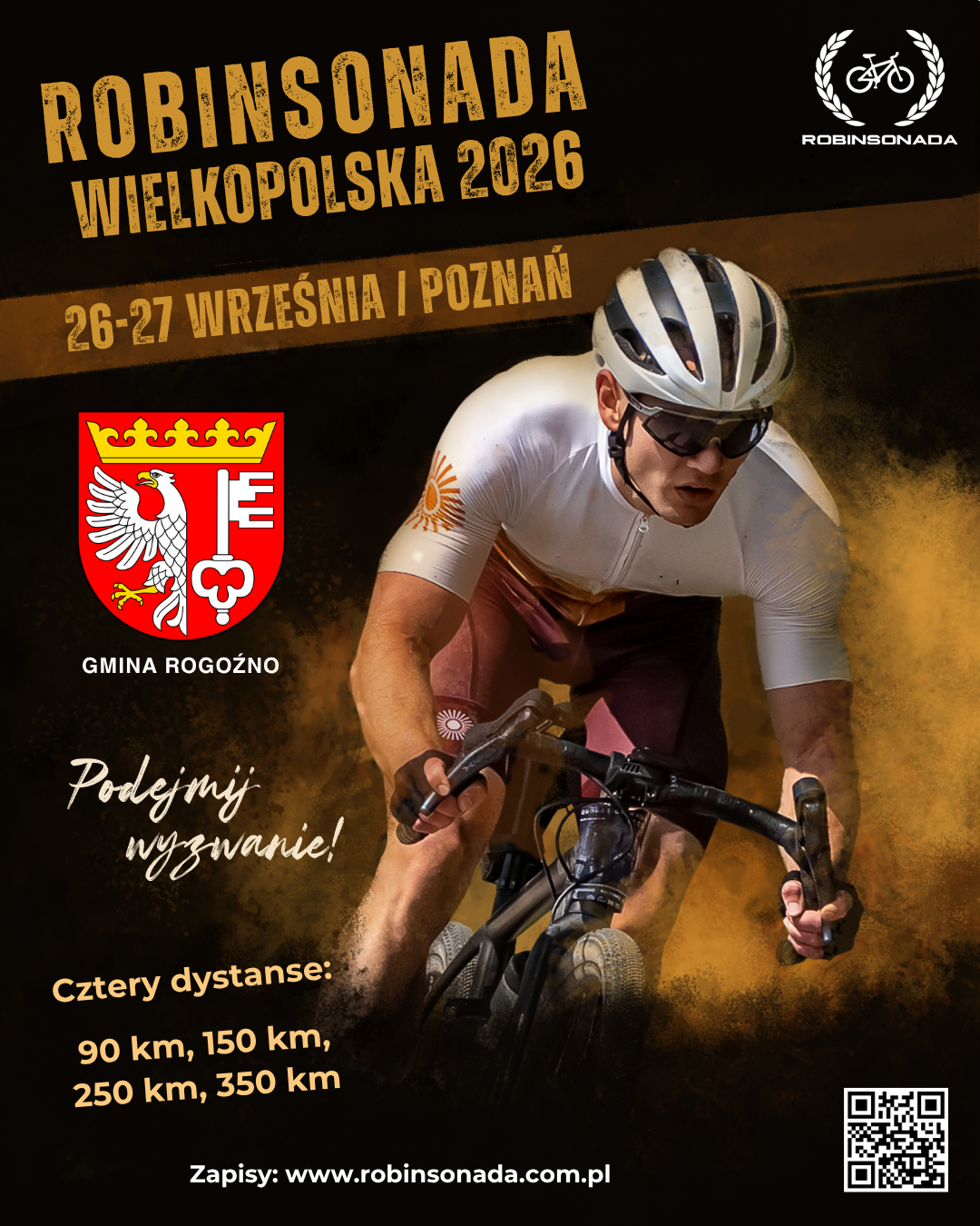 plakat robinsonady, kt&oacute;ry odbędzie się 26.09.2026 roku. W Rogoźnie organizowany będzie pit stop