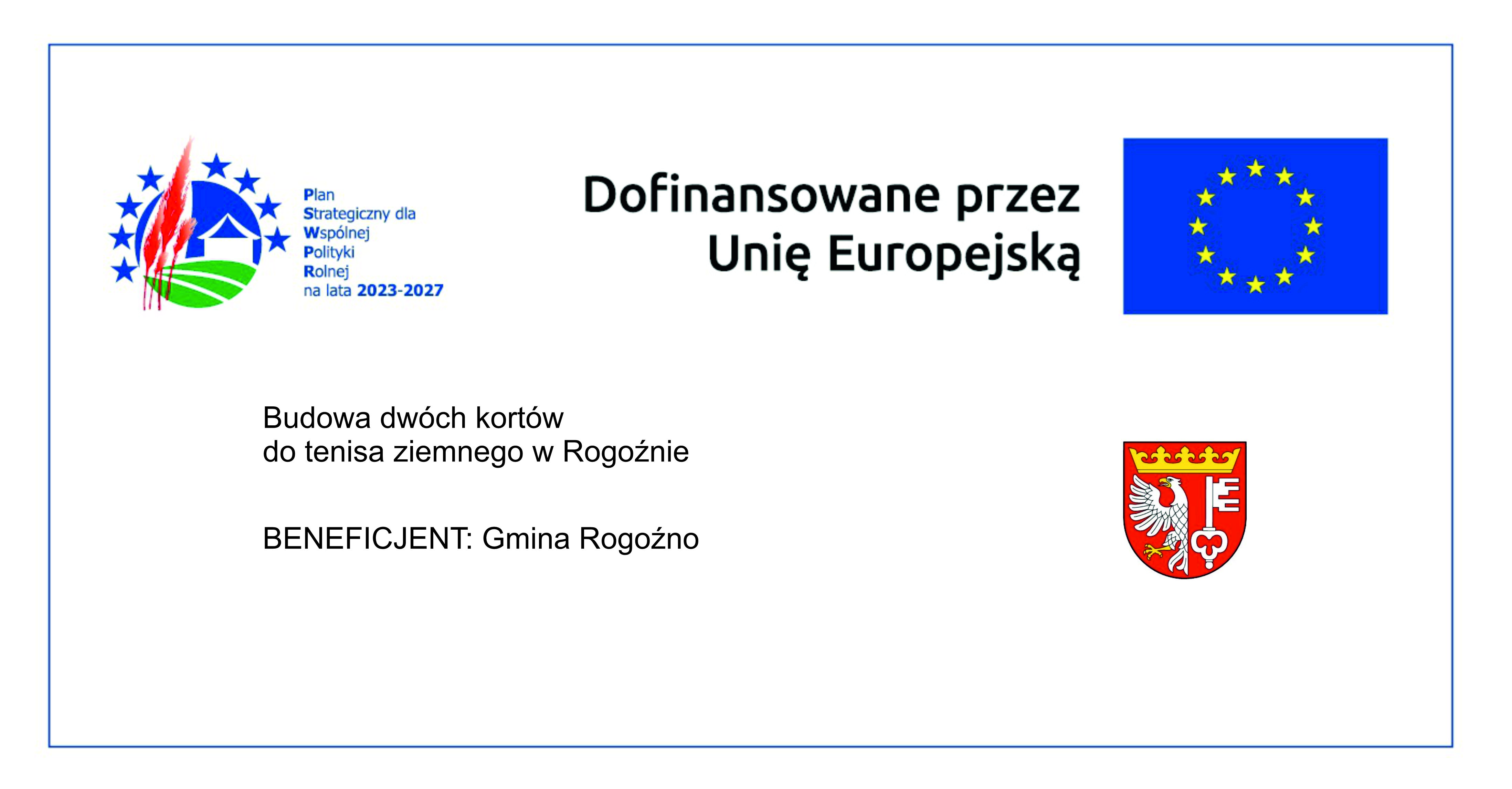 na g&oacute;rze po lewej logo PSWPR, po prawej logo UE, na&nbsp;dole po lewej tekst, po prawej herb Rogoźna