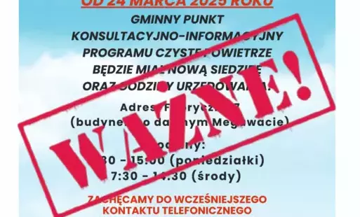 Zdjęcie do Informacja dot. punktu konsultacyjnego programu Czyste Powietrze