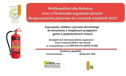 Zdjęcie do Bezpłatny przegląd&oacute;w gaśnic w gospodarstwach rolnych