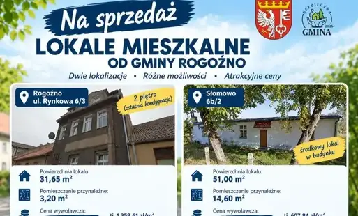 Zdjęcie do Szukasz własnego lokum? Sprawdź lokale mieszkalne na sprzedaż od Gminy Rogoźno!